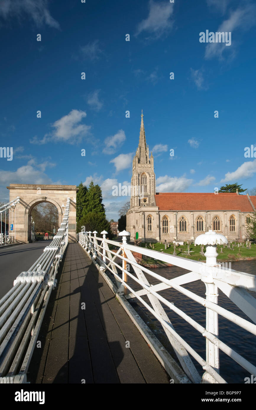 All Saints church and spire from Marlow road bridge, Buckinghamshire, Uk Stock Photo