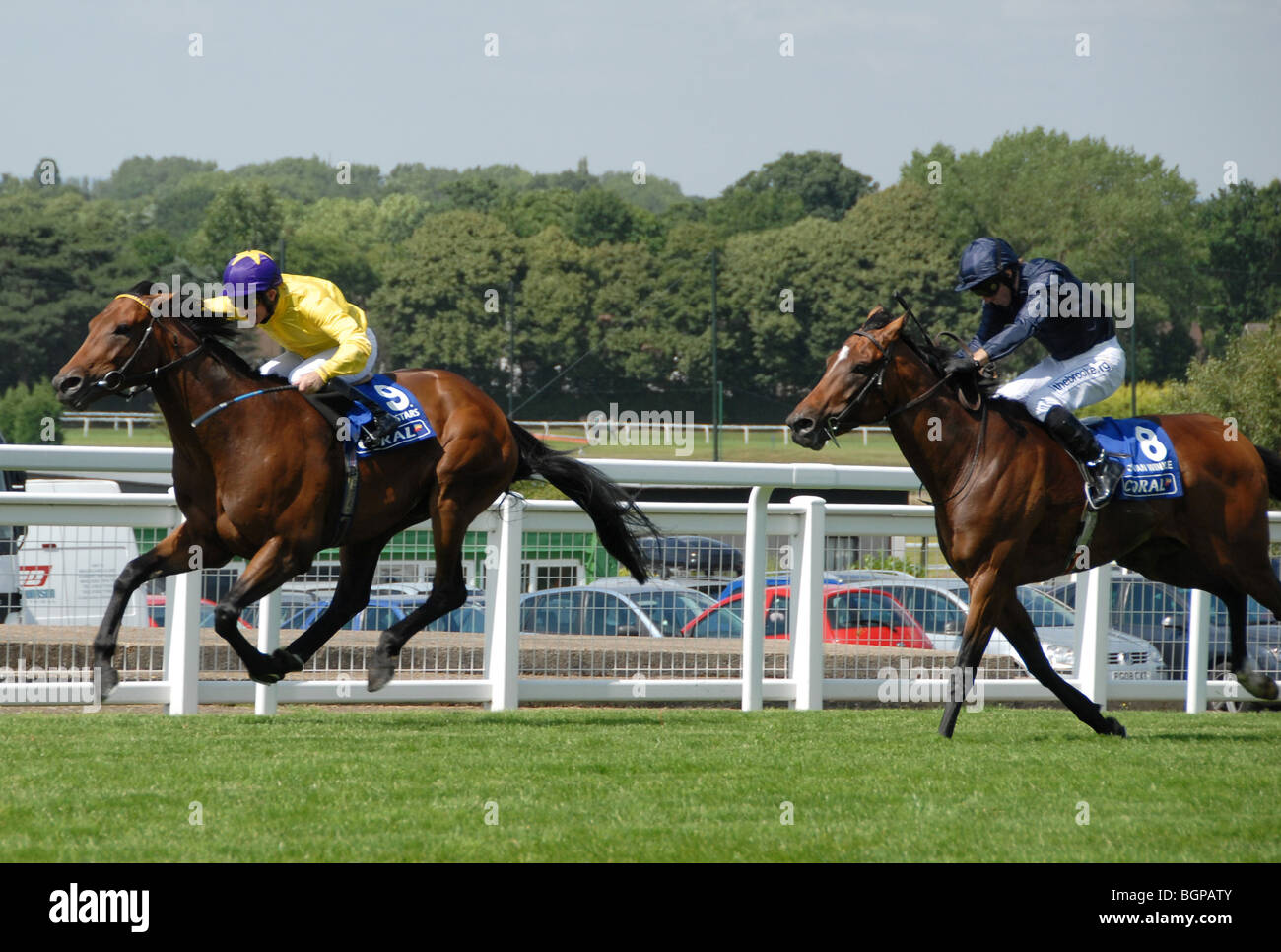 English Derby winner Sea the Stars winning the Eclipse Stakes at Sandown Park  from Rip Van Winkle on July 4th. 2009 Stock Photo