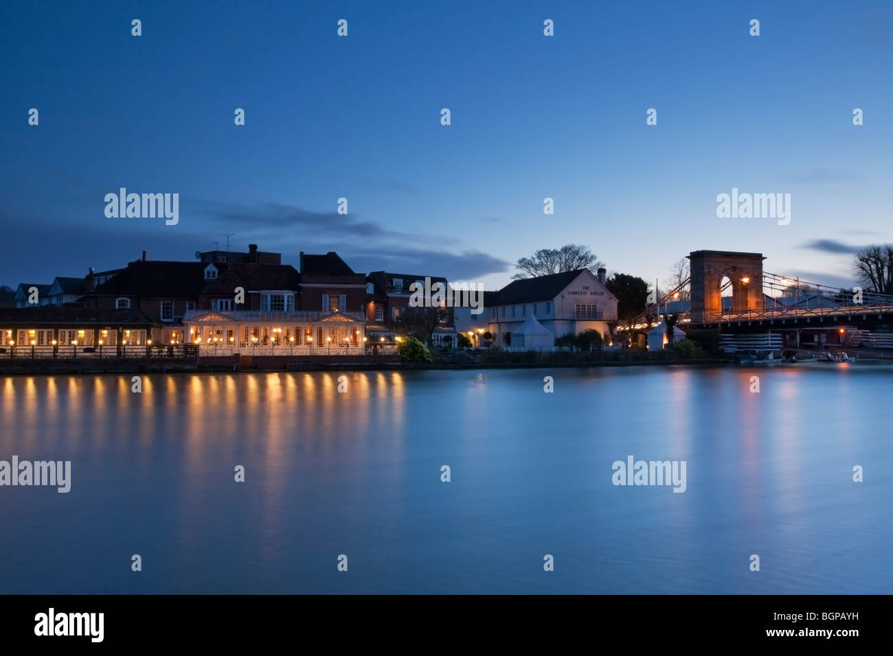 Marlow road bridge and The Complete Angler Restaurant on the River