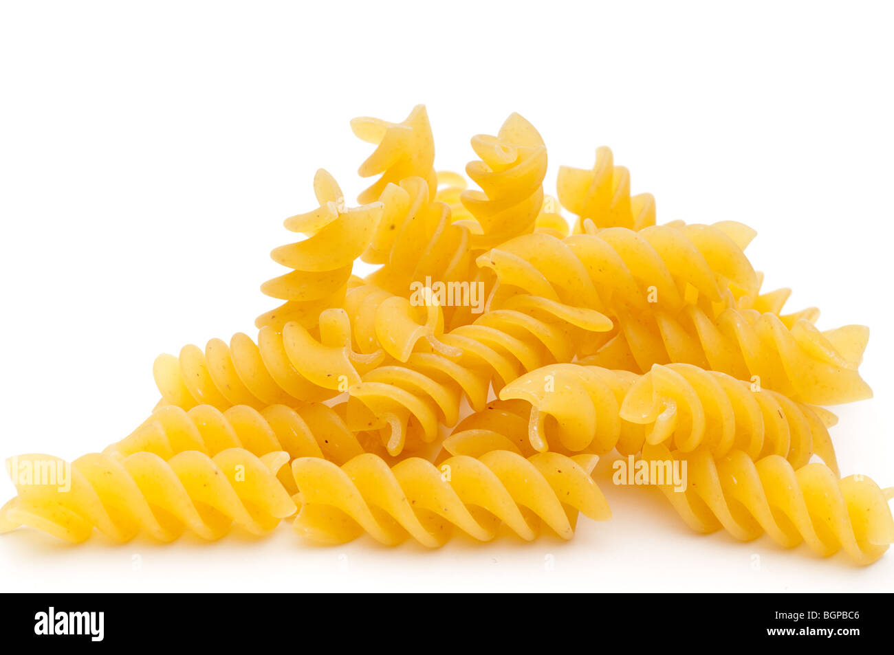 shallow focus close up of spiral pasta Stock Photo