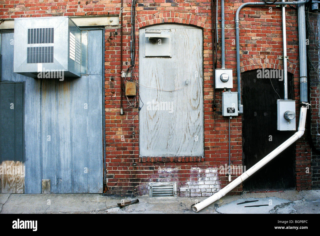 Doors and pipes in a back alley in Nebraska Stock Photo 27536864 Alamy