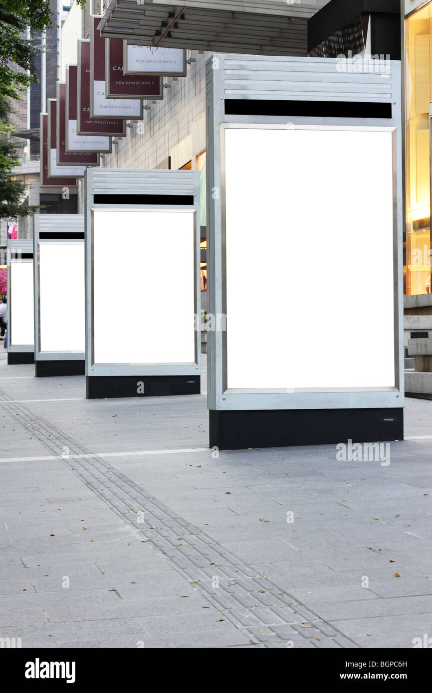 Blank signboards outside a shopping complex Stock Photo
