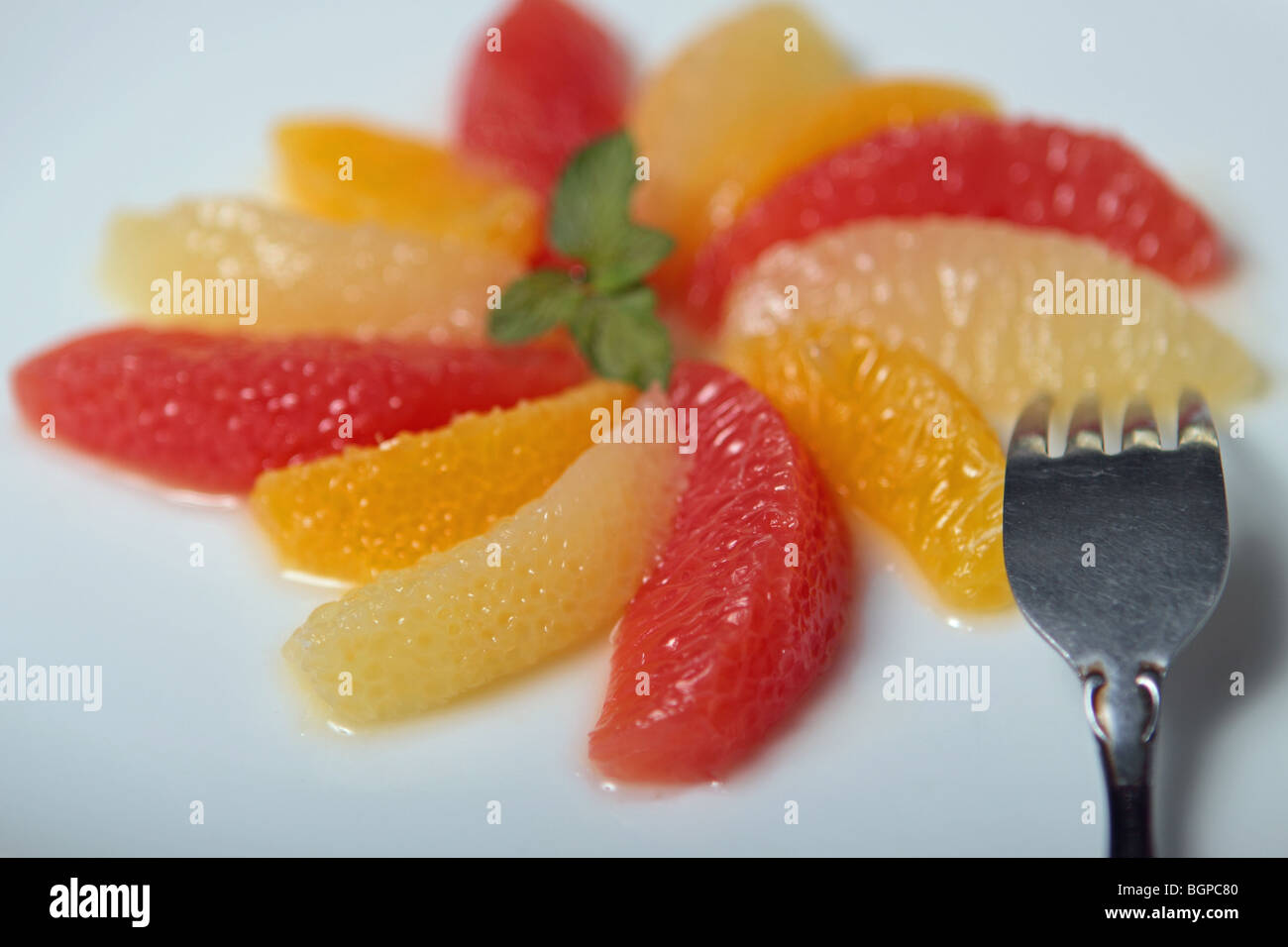 Citrus fruit cocktail segments Stock Photo