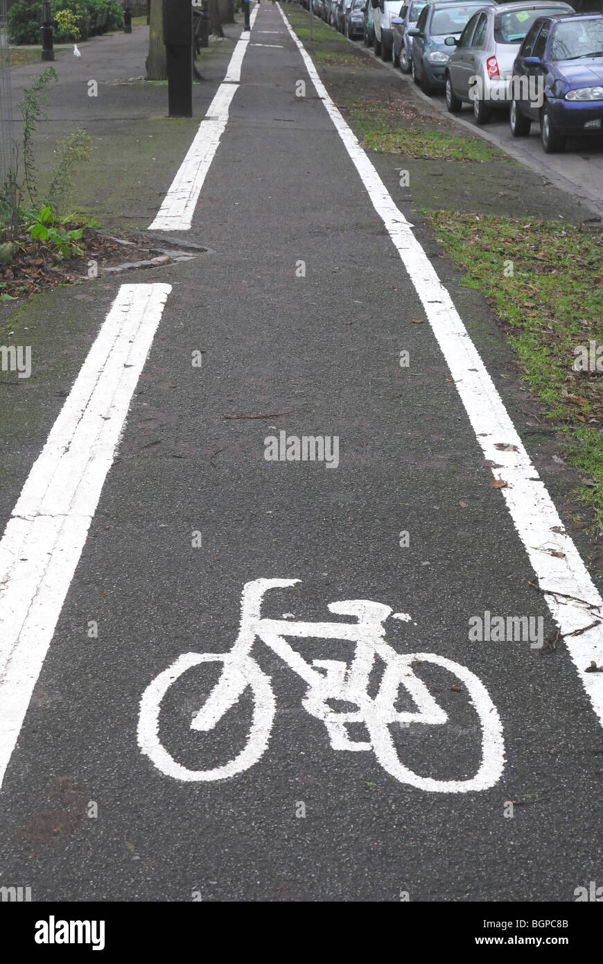 Cycle lane road marking Stock Photo