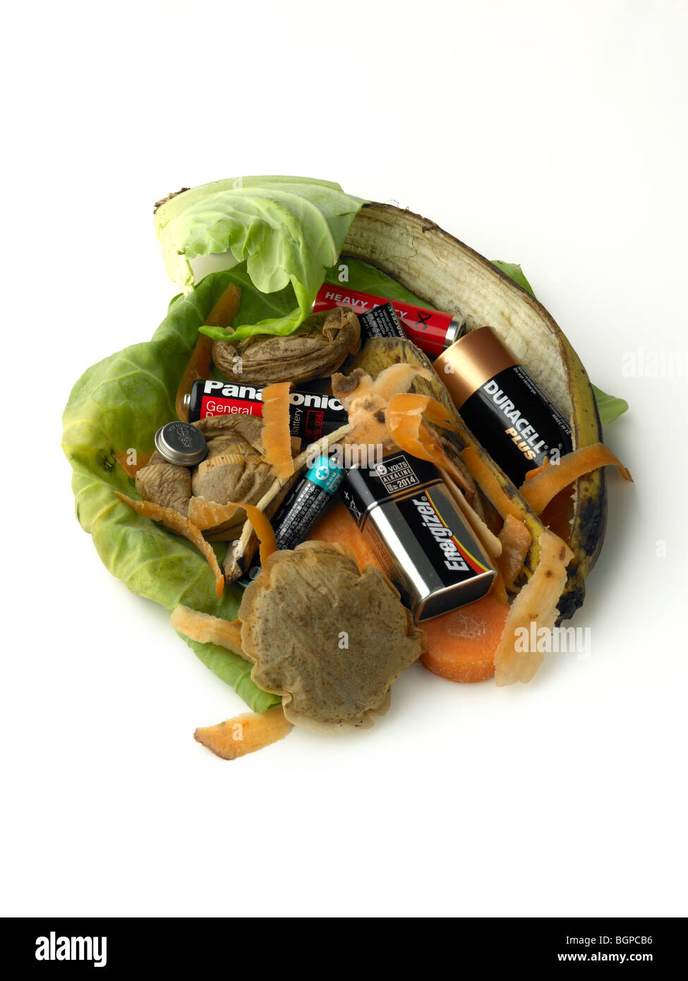 old batteries, waste, disposal Stock Photo