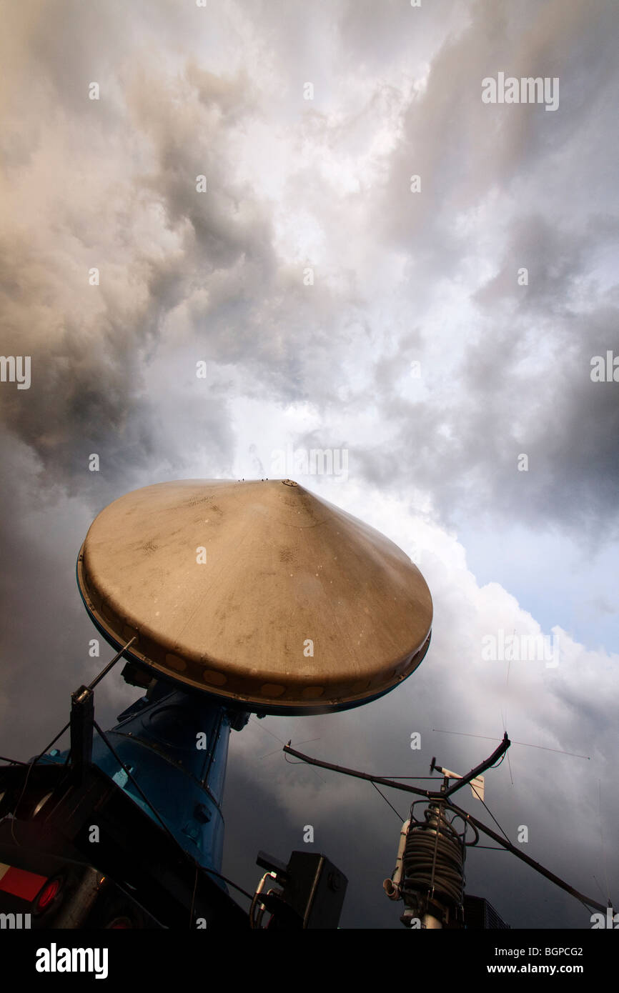 The Doppler on Wheels mobile doppler radar truck scans the sky in