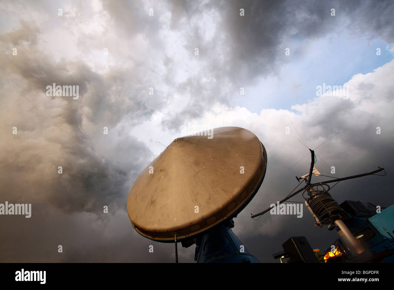 The Doppler on Wheels mobile doppler radar truck scans the sky in