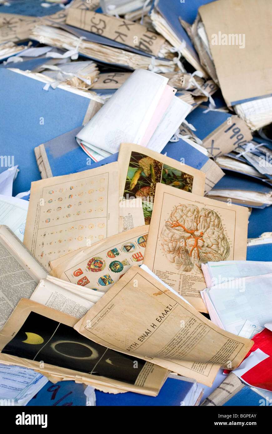 Archives and books to be recycled in the paper recycling company