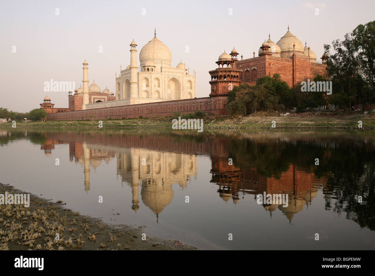 The Taj Mahal, taken across the Yamuna River, Agra India. Stock Photo
