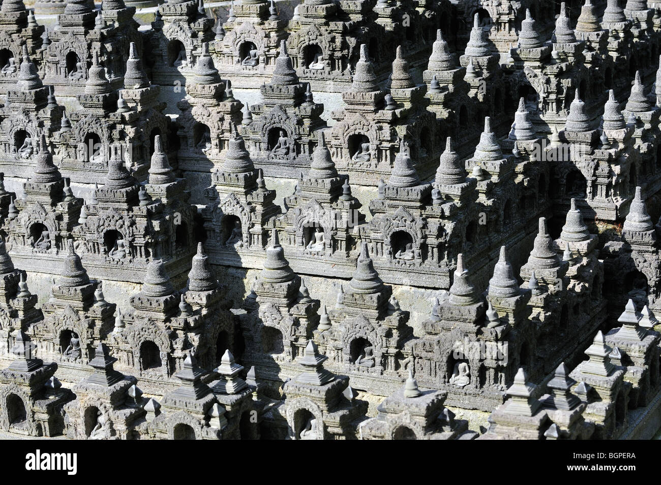 Detail of a temple in the Ganesha kingdom, the Indonesian garden at the theme park Pairi Daiza, Belgium Stock Photo