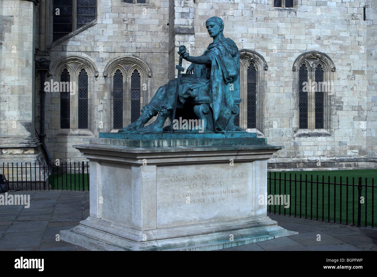 Statue of the Roman Emperor Constantine, erected at York Minster in 1998. Stock Photo