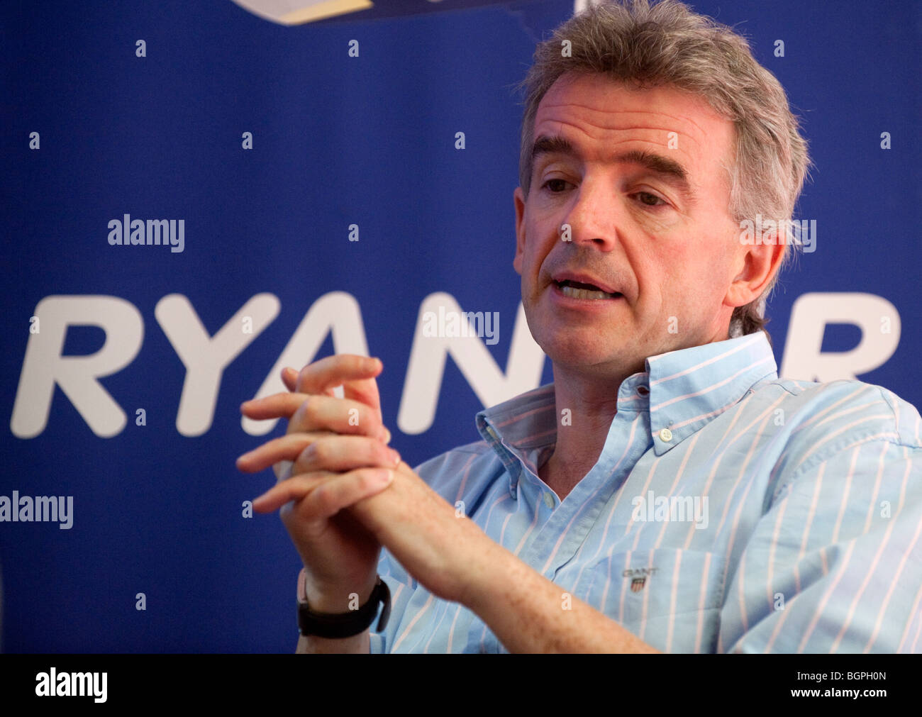 Michael O'Leary, Chief Executive Officer of the Irish airline Ryanair during a press conference Stock Photo