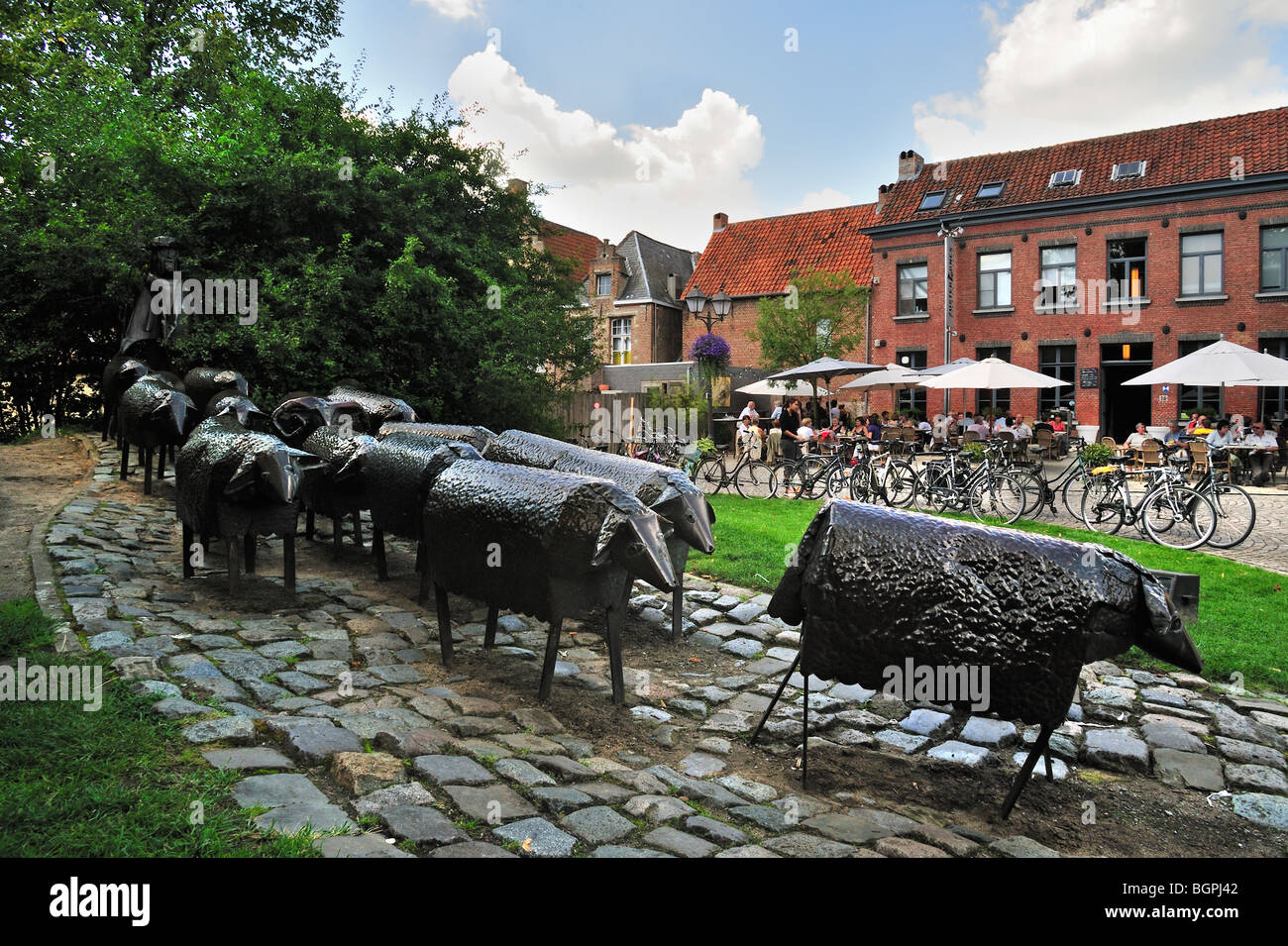 The Sheep Heads monument, a sculpture group created by Bertro Schoofs, Lier, Belgium Stock Photo