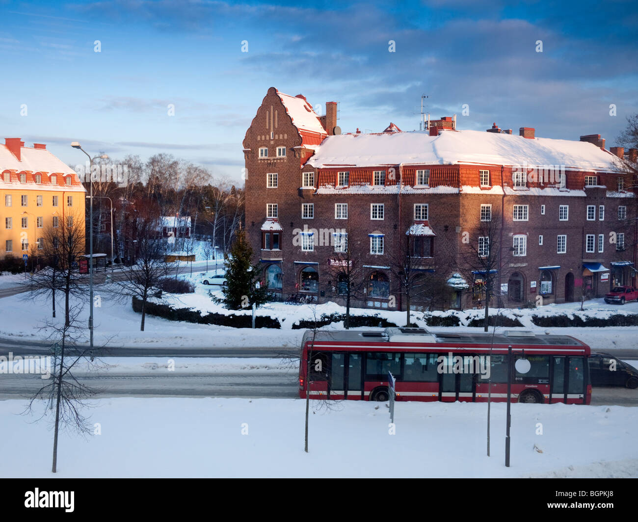 Winter at Lidingö centrum Stock Photo