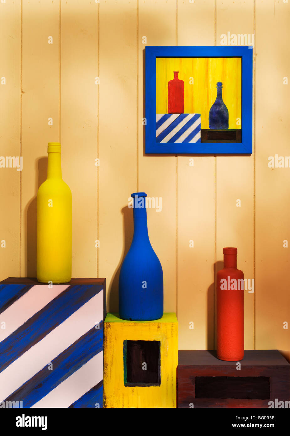 A painted, constructed set, Still-Life. Stock Photo