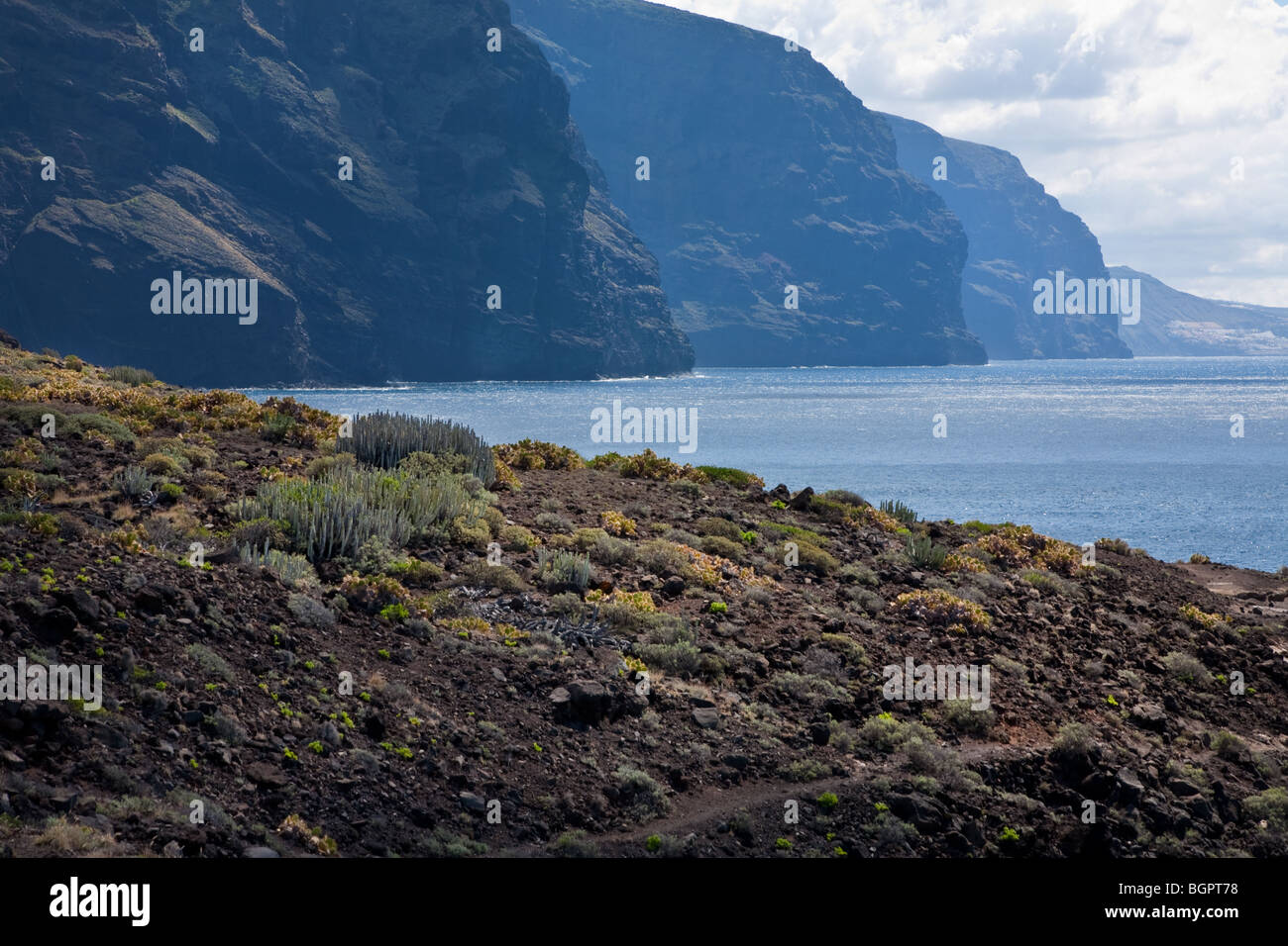 Gigantes cliffs from Punta de Teno, Tenerife Canary Islands. The most westerly point of the island. Sea cliffs are almost 600m. Stock Photo