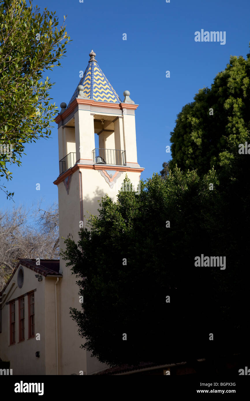 The bell tower of Santa Paula High School located in Santa Paula