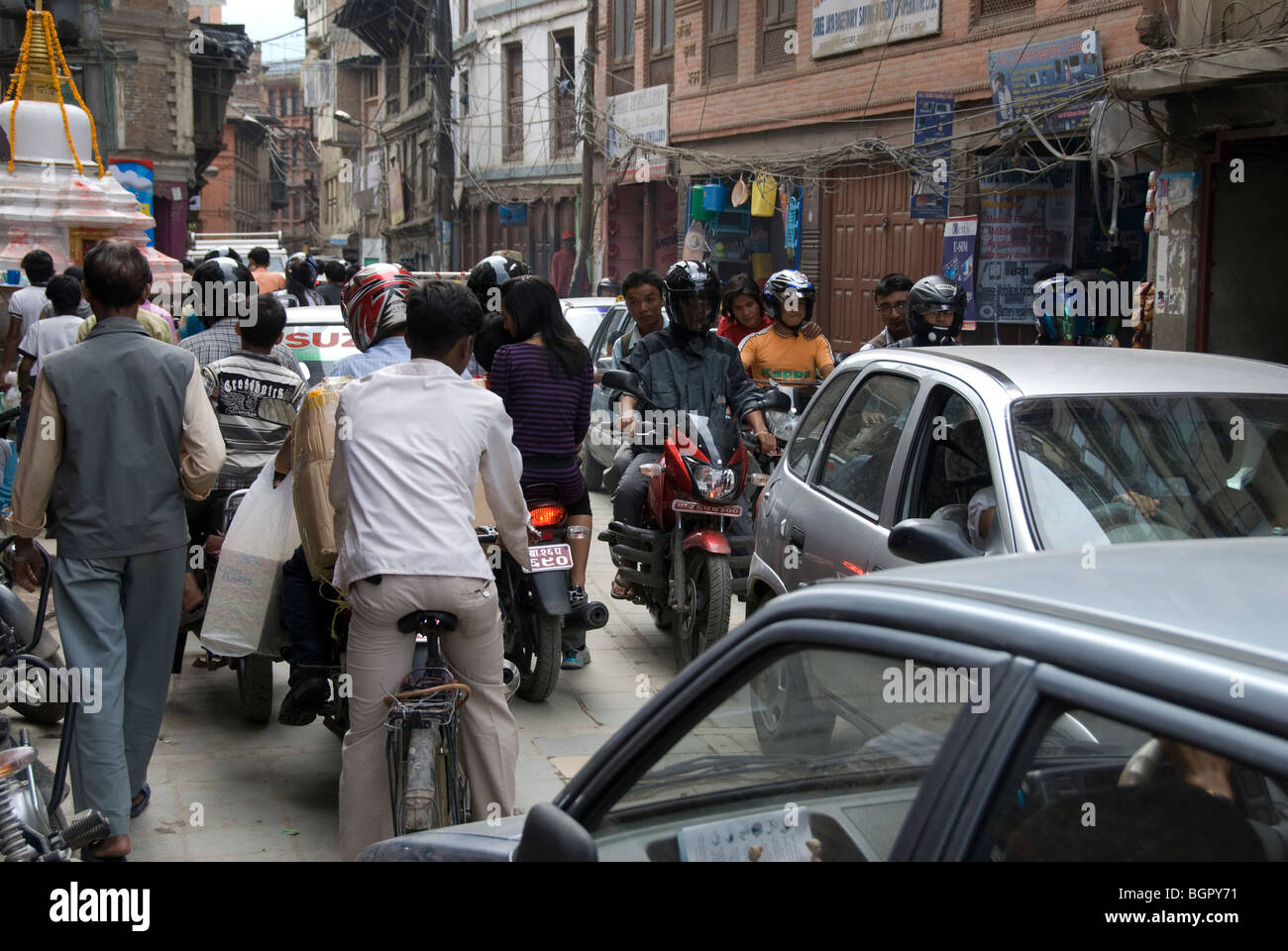 Traffic in street in central Kathmandu Nepal Stock Photo Alamy