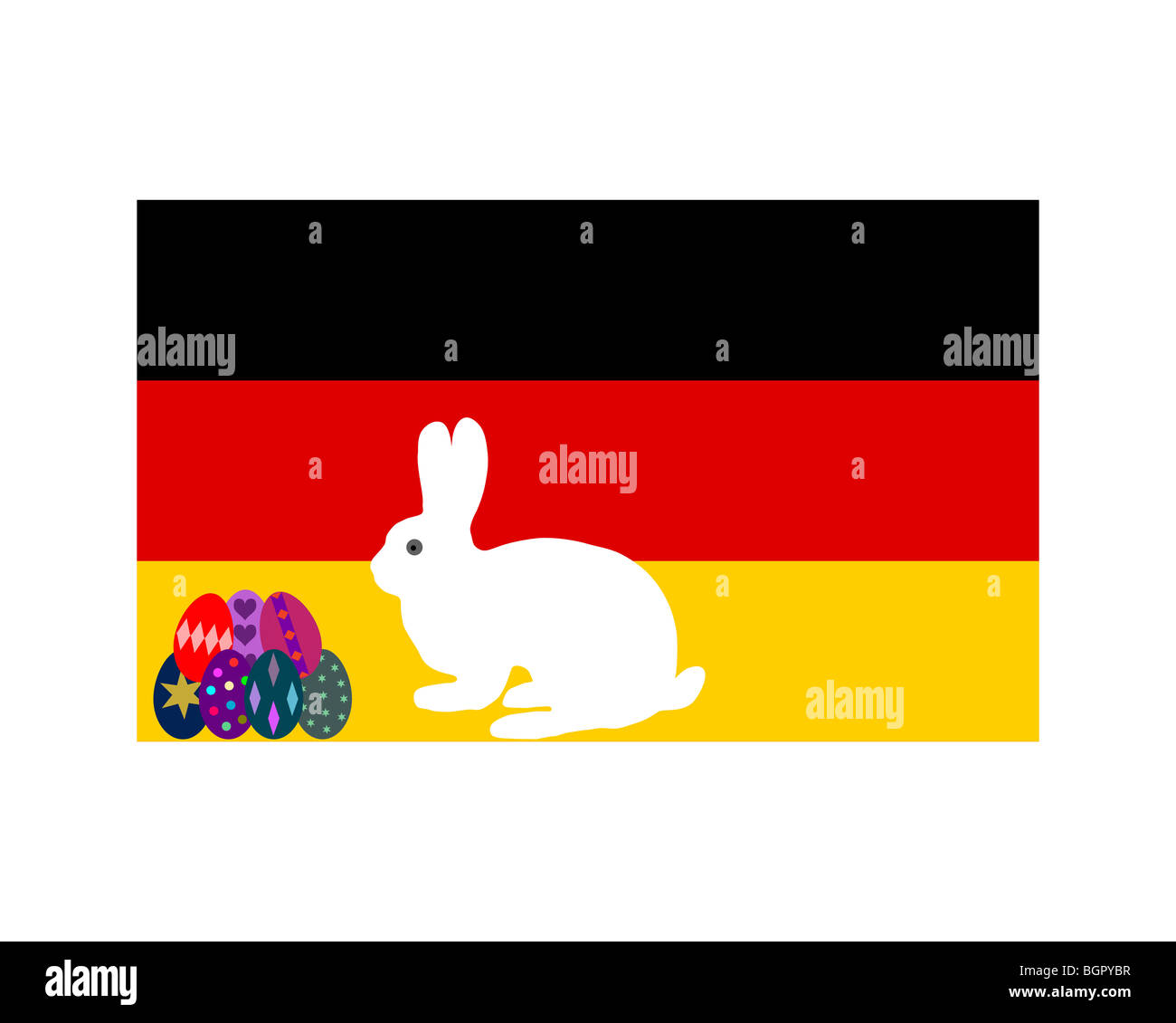 Flag of Germany with easter bunny and easter eggs Stock Photo - Alamy