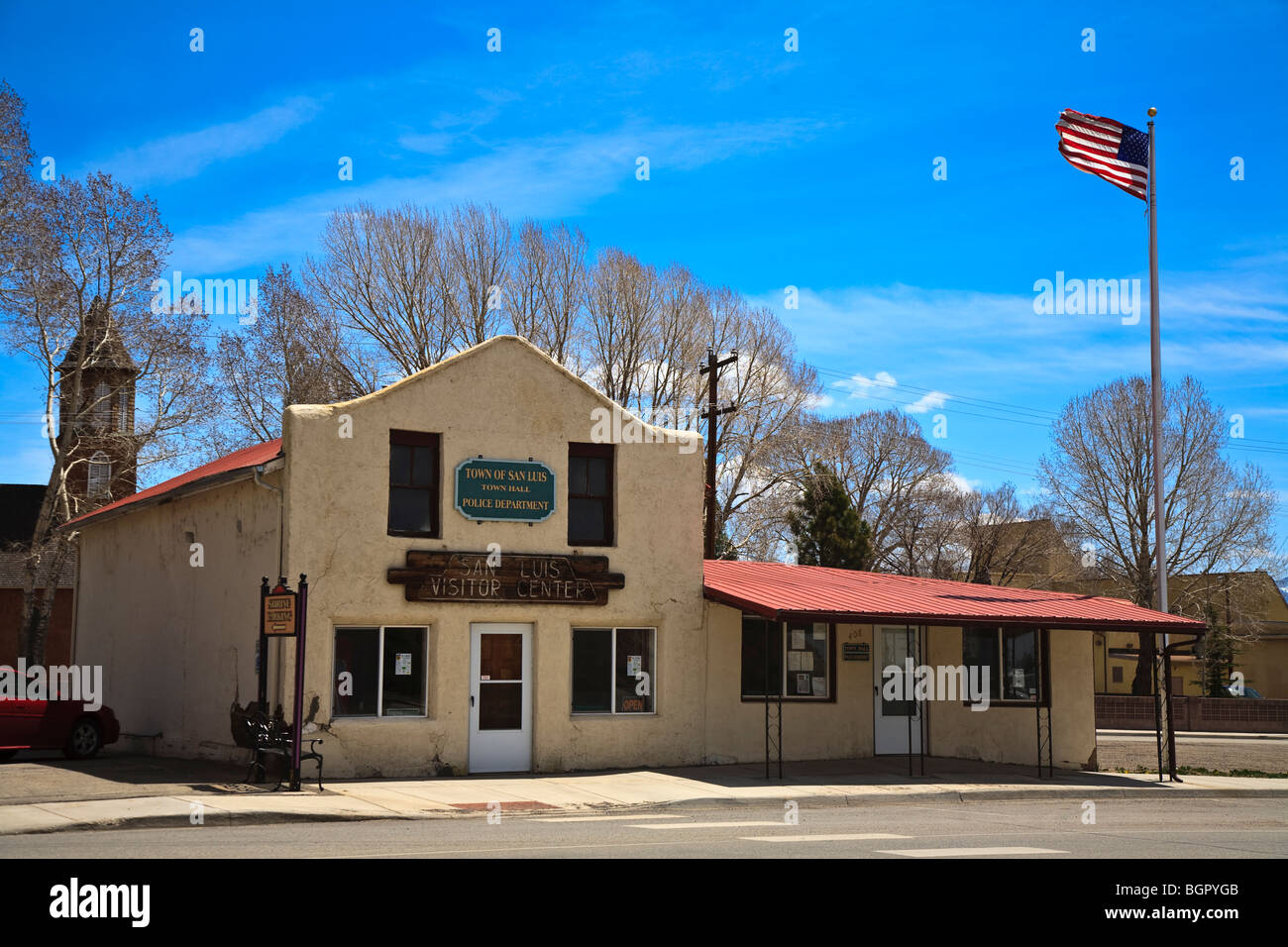 Town Hall and Visitor center in historic downtown, San Luis, Colorado