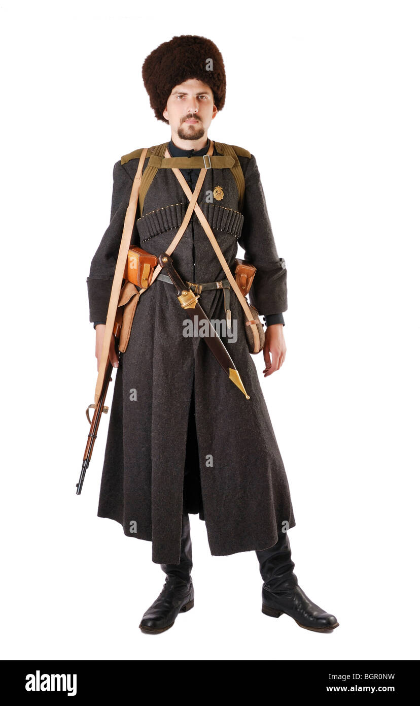 Man in vintage costume of Russian Cossack. The living history Stock Photo -  Alamy