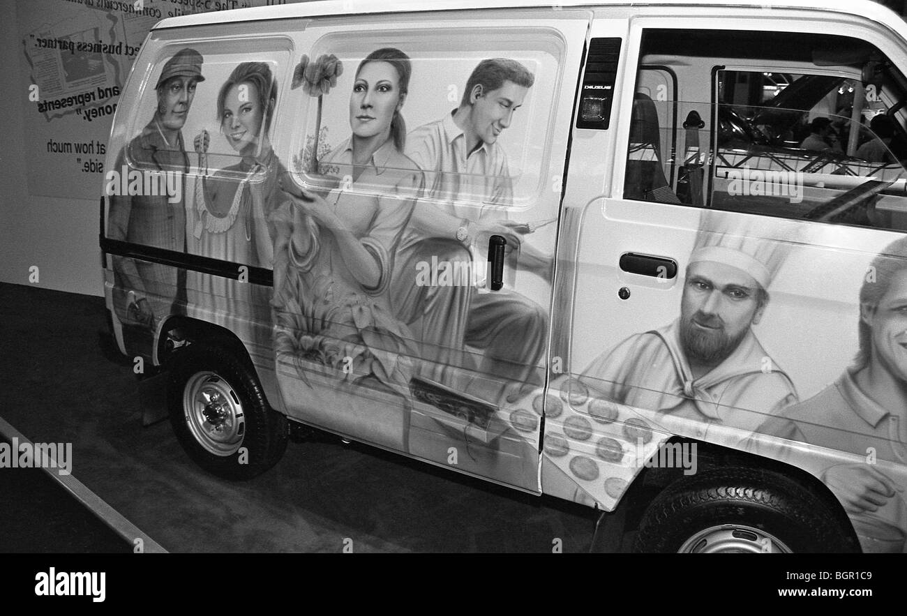 White van with airbrush art. Stock Photo