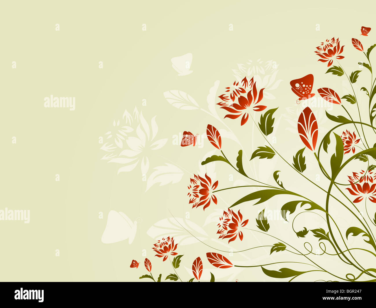 Background of flowers and butterflies Stock Photo - Alamy