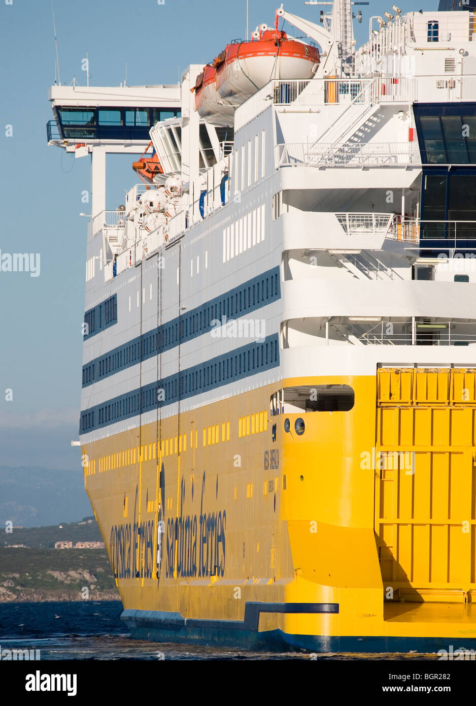 A ferry from Corsica Sardinia Ferries at Golfo Aranci. Stock Photo
