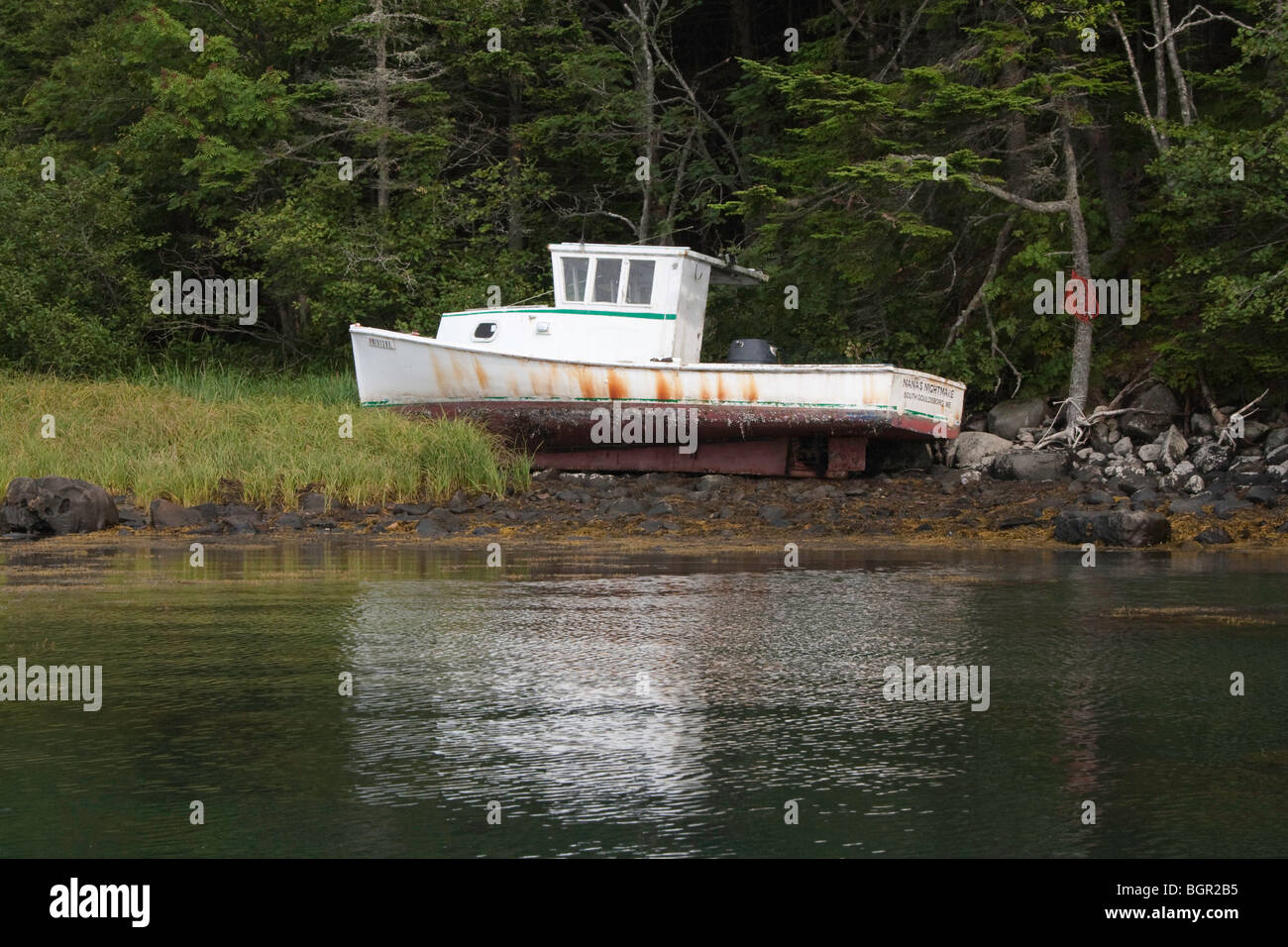 Lobster boat on the beach Cape Split Harbor (Eastern Harbor), Down East