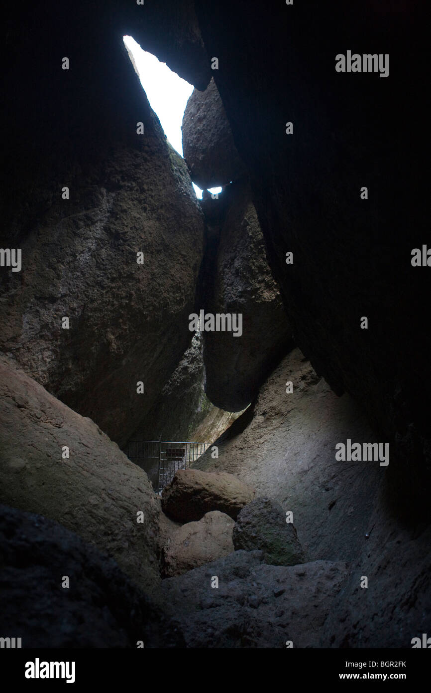 View inside entrance to Balconies Cave, Pinnacles National Monument, California, United States of America Stock Photo