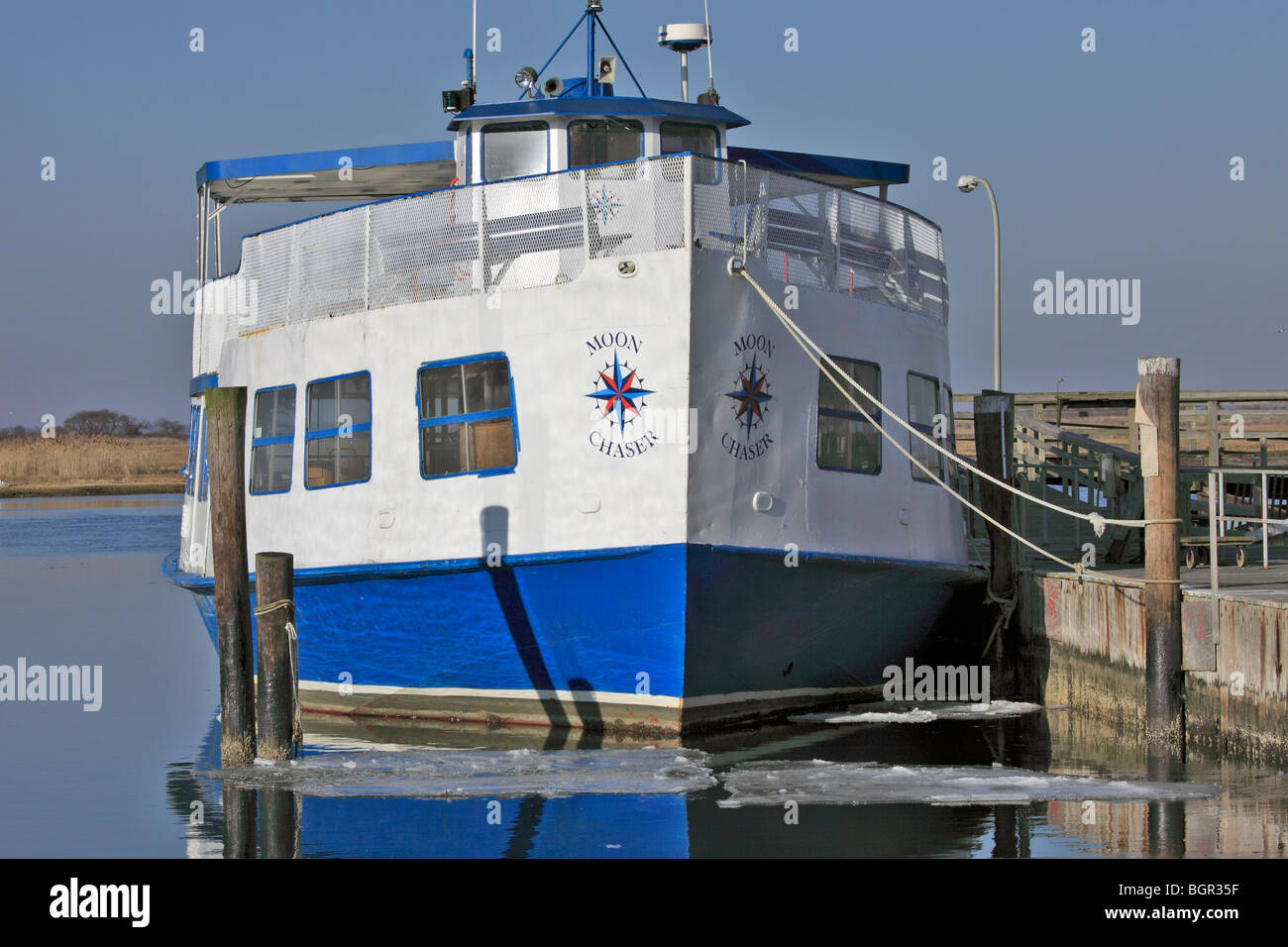 Charter fishing boat, Captree State Park, Long Island, NY Stock Photo