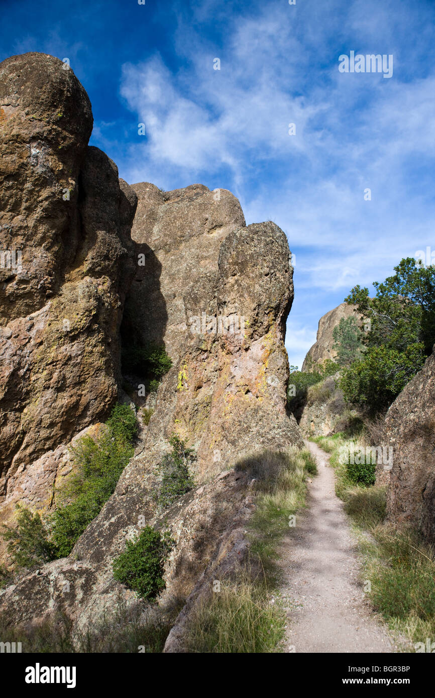 Rock formations along the Tunnel Trail at High Peaks, Pinnacles National Monument, California, United States of America Stock Photo
