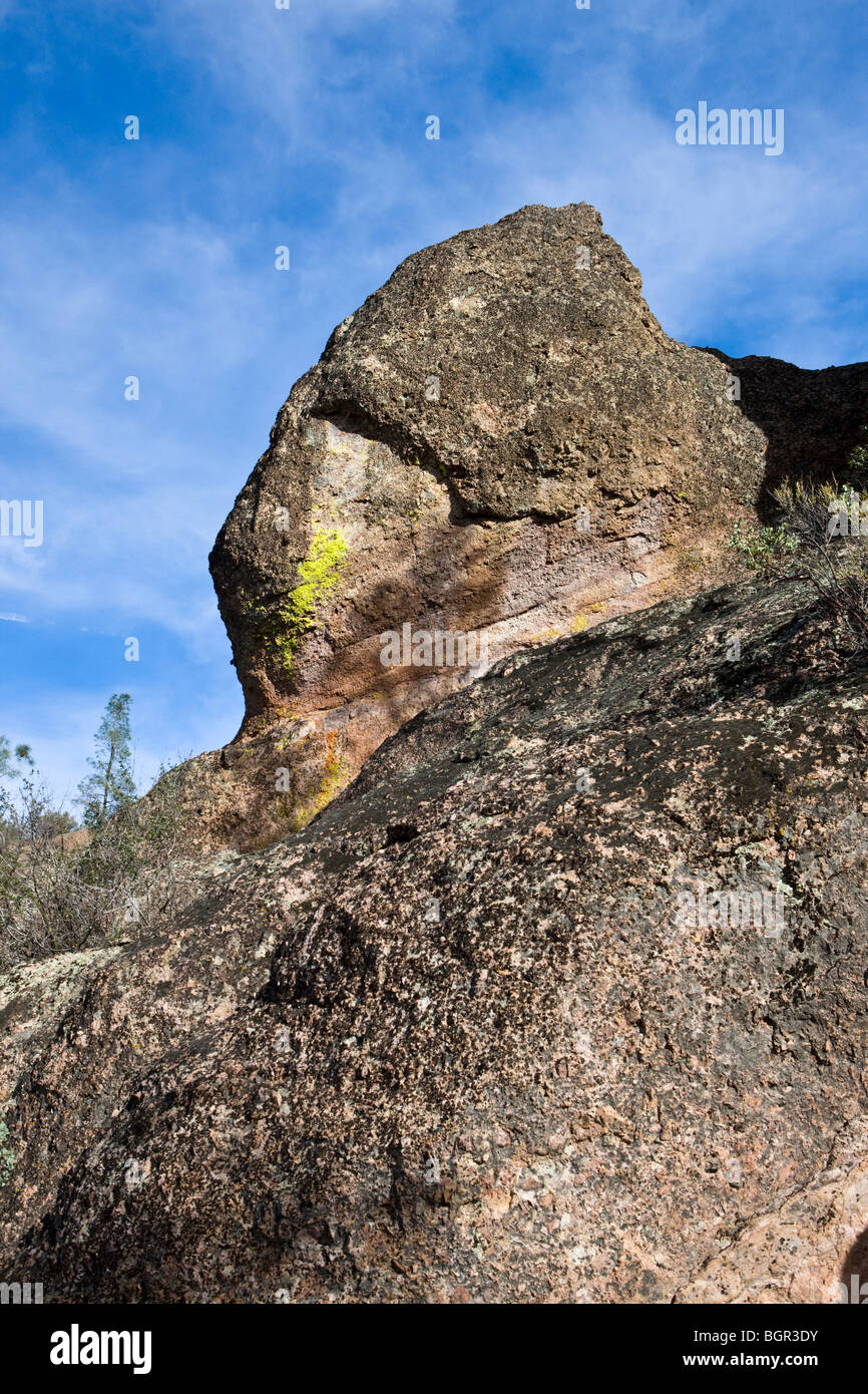 Colorful rock formations along the High Peaks Trail at High Peaks, Pinnacles National Monument, California Stock Photo
