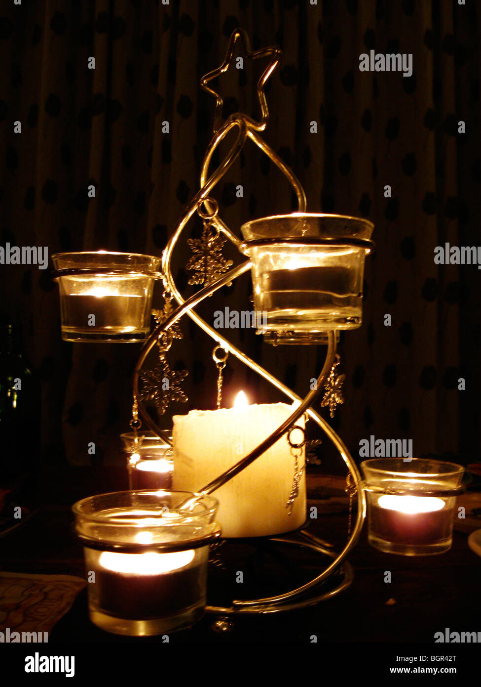 a-christmas-candle-table-decoration-stock-photo-alamy