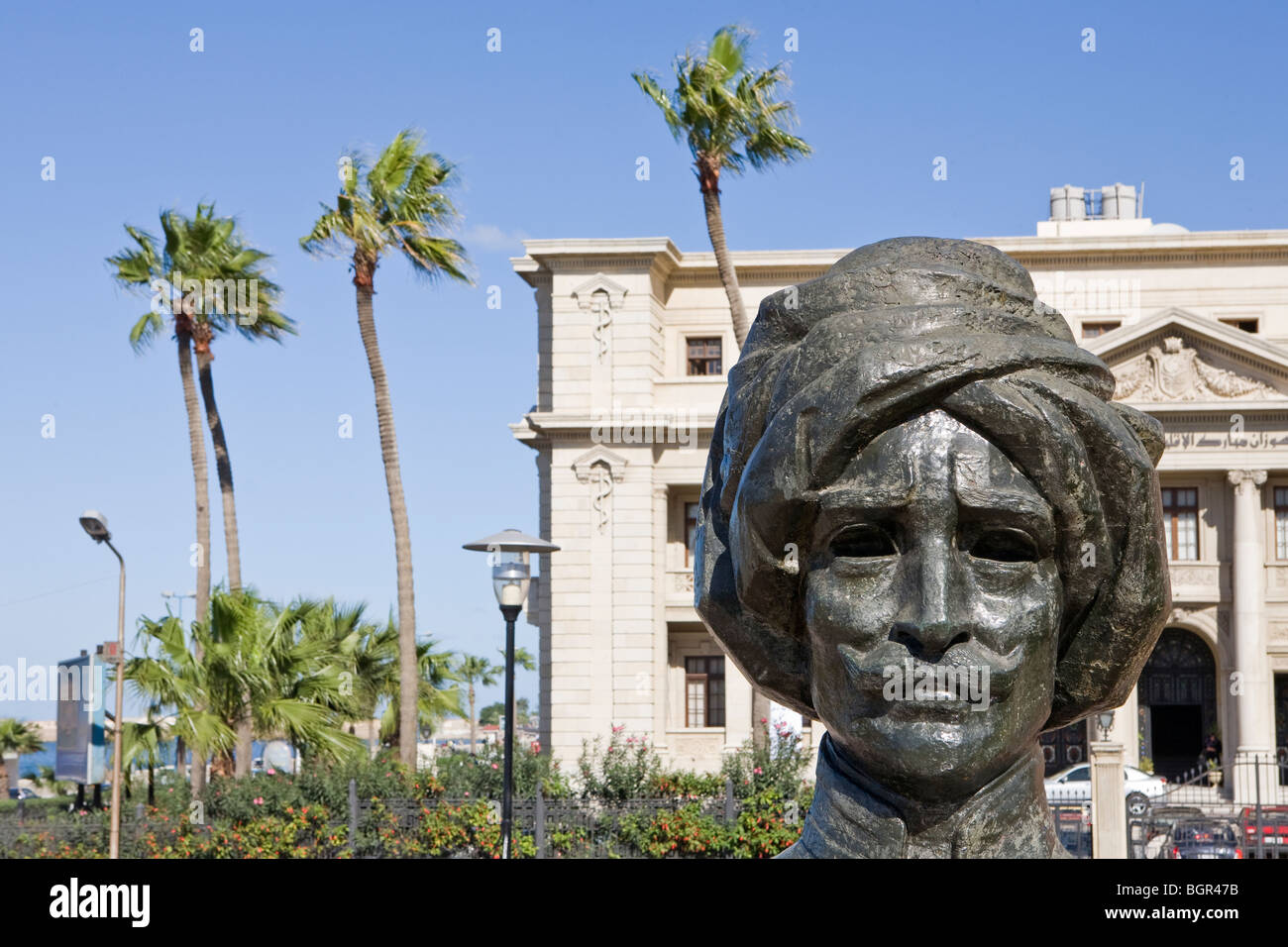 Bust of Hassan El-Iskandarani, entitled the Seas Prince, Alexandria, Mediterranean Coast of Egypt Stock Photo