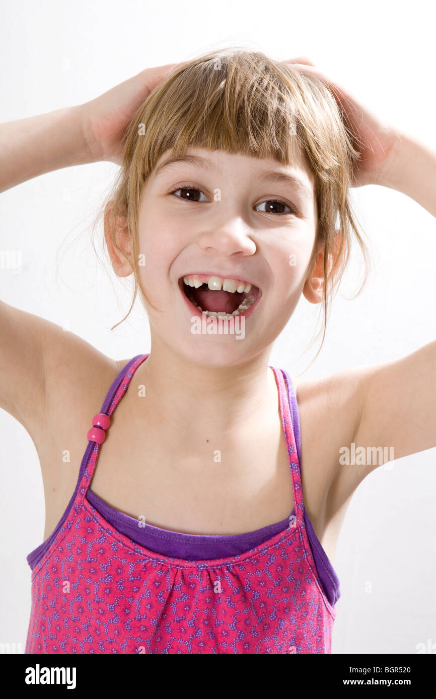 little cute girl doing yoga Stock Photo - Alamy