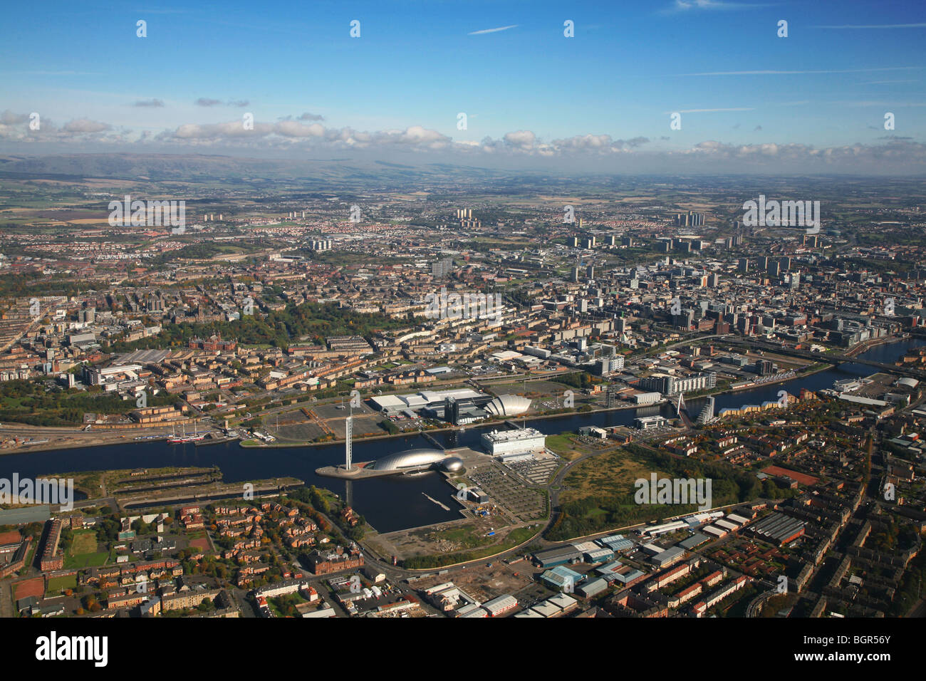 Aerial photograph of Glasgow, The Clyde and the SECC Stock Photo Alamy