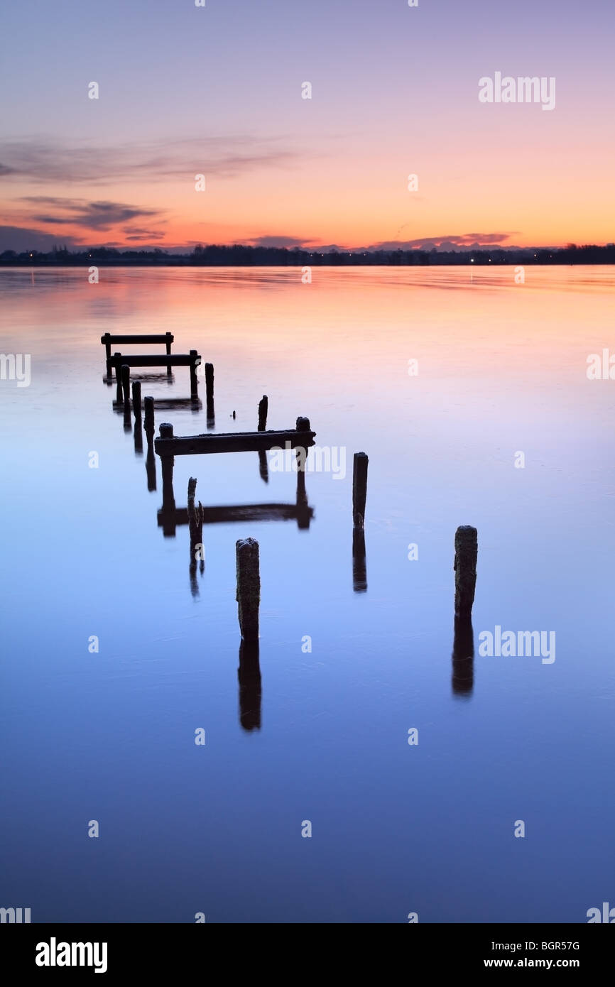 Old jetty at Oxford Island, Northern Ireland. Stock Photo