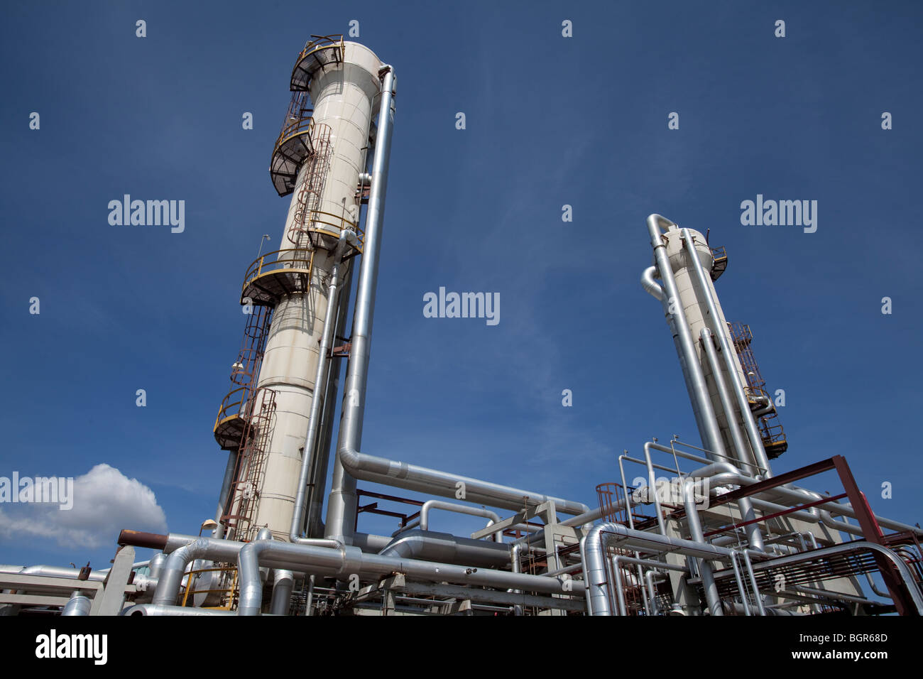 Piping in a gas compressor plant Stock Photo