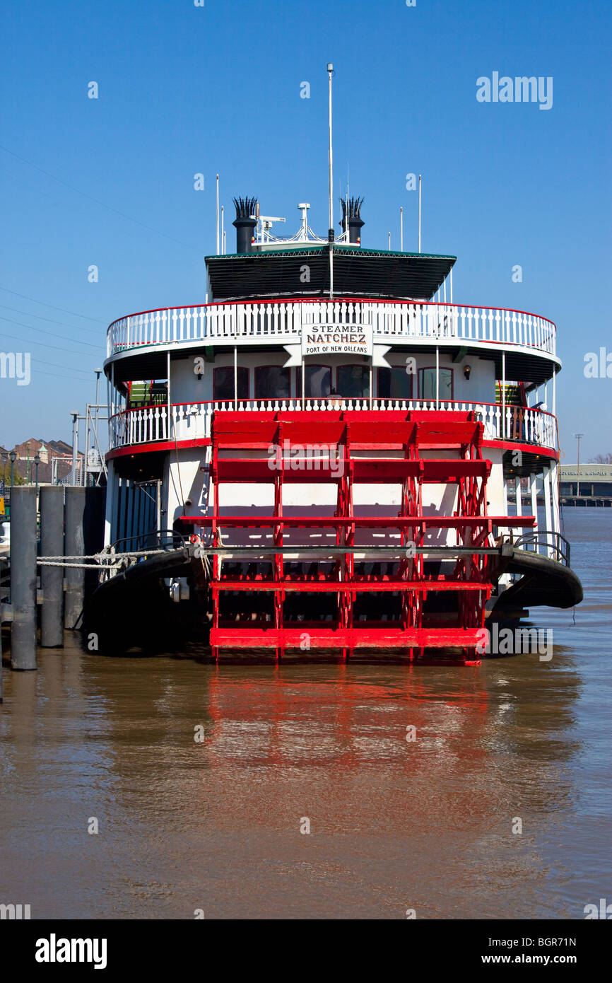 The Natchez Steamer Paddlewheel Boat in the French Quarter of New Orleans LA Stock Photo
