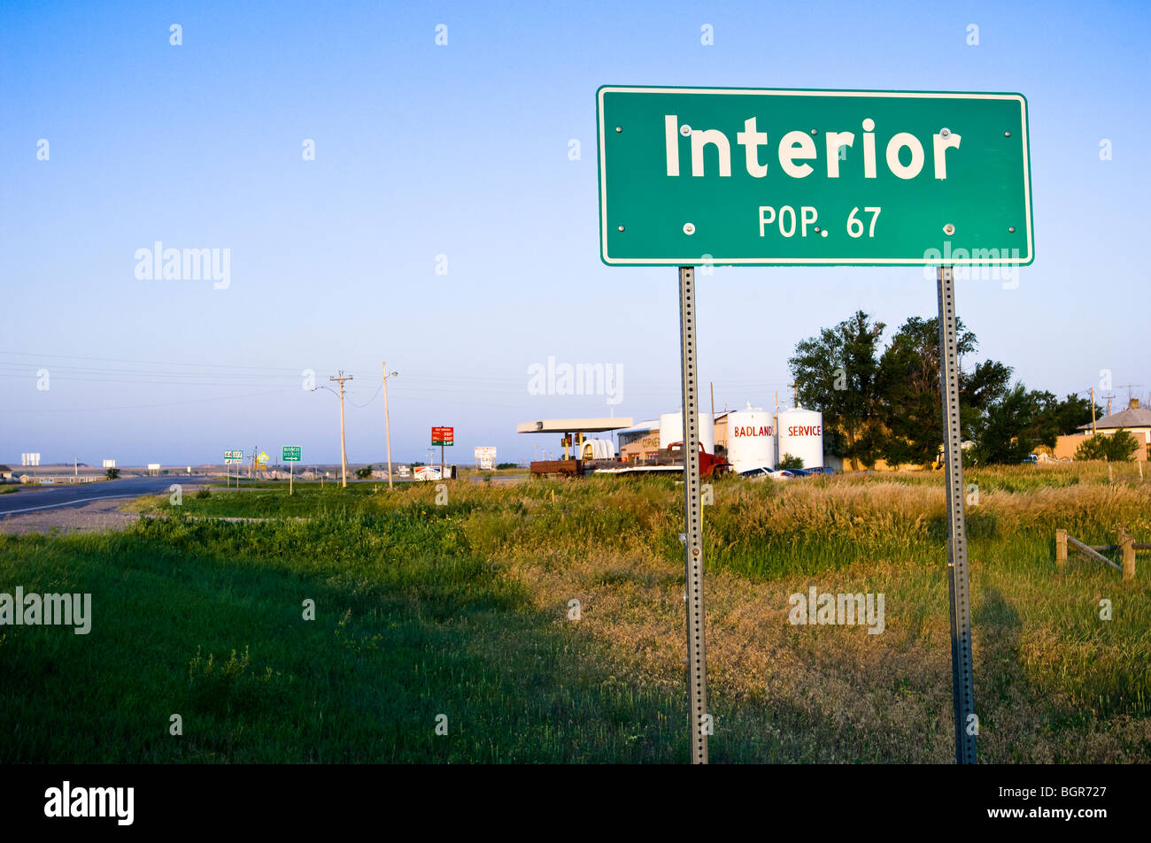 Sign Showing The Population Of The Small Town Of Interior