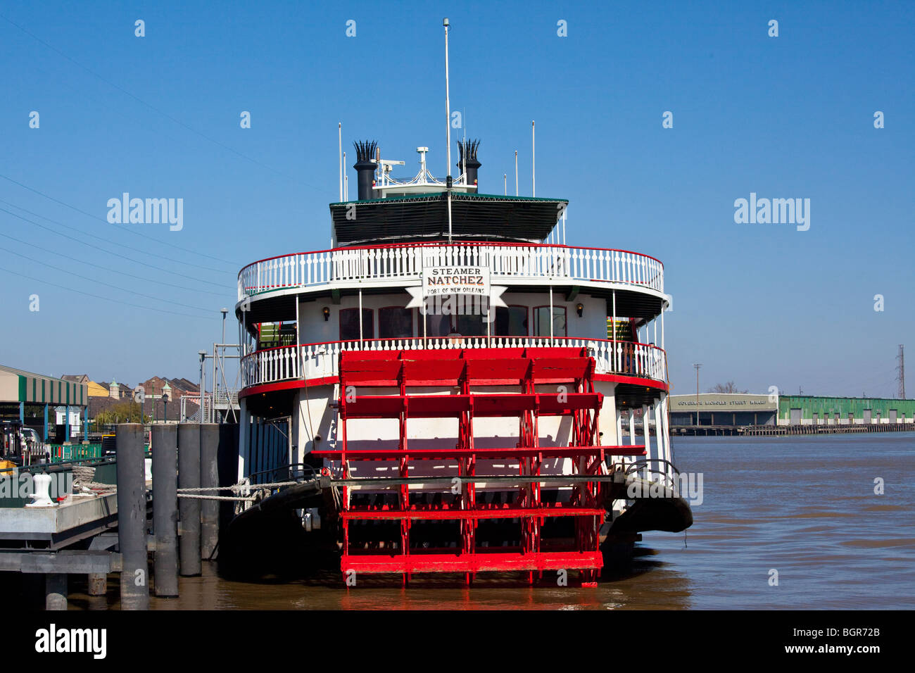 The Natchez Steamer Paddle Wheel Boat in the French Quarter of New Orleans LA Stock Photo
