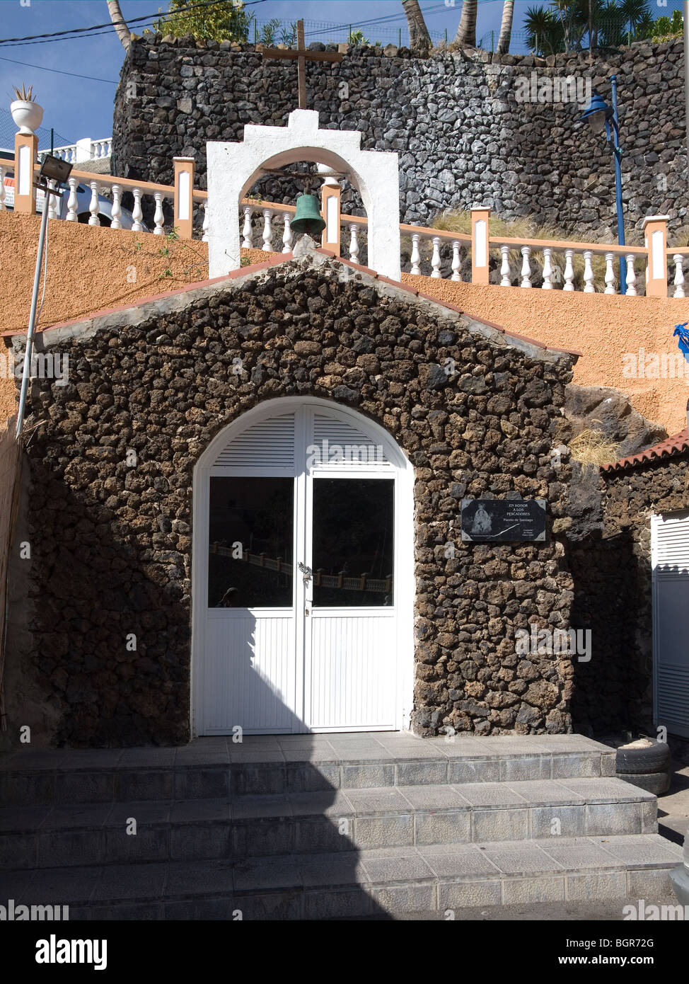 A tiny chapel in honour of the fishermen at the harbour of Puerto Santiago Tenerife Stock Photo
