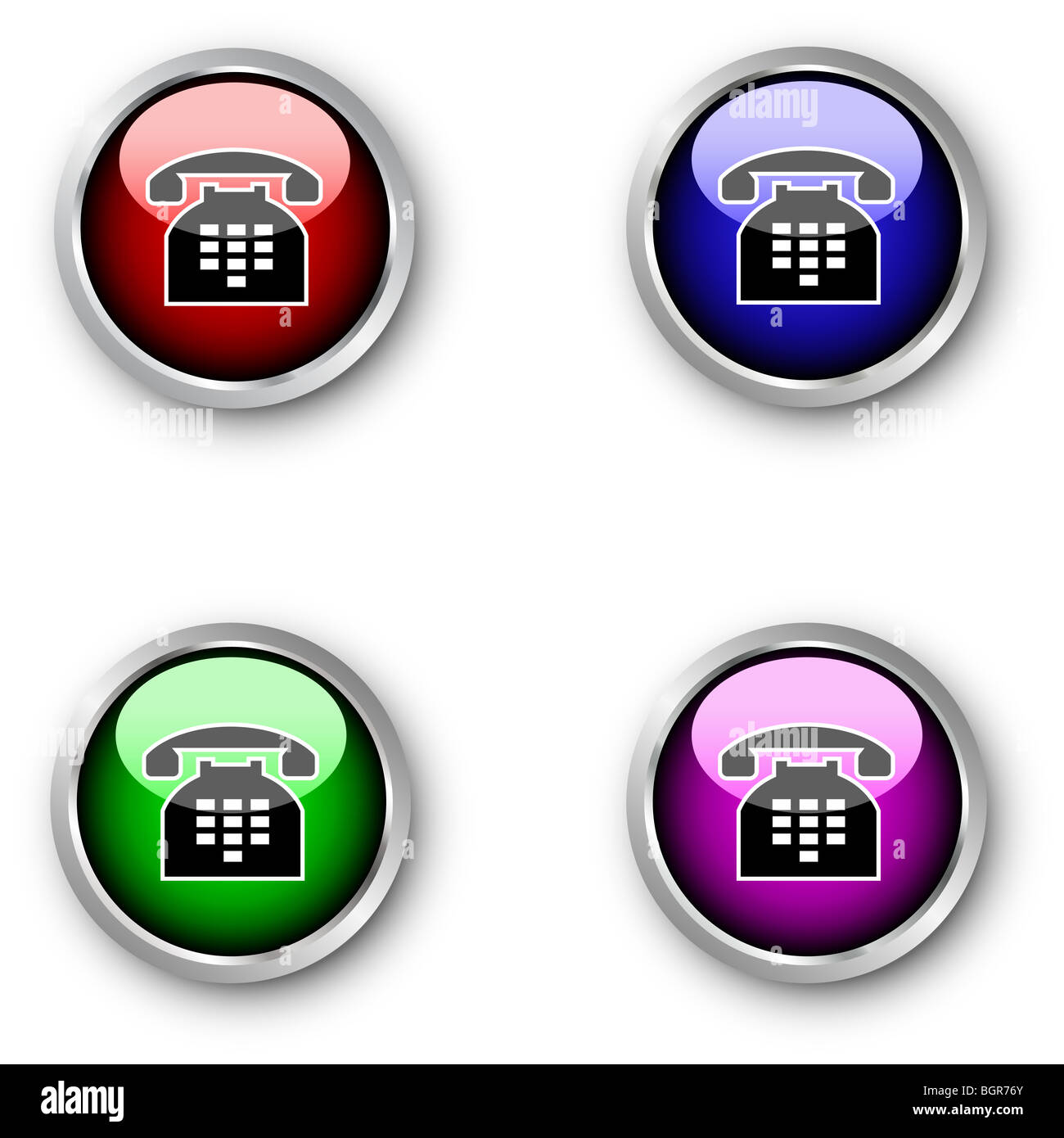 Glossy telephone icons Stock Photo