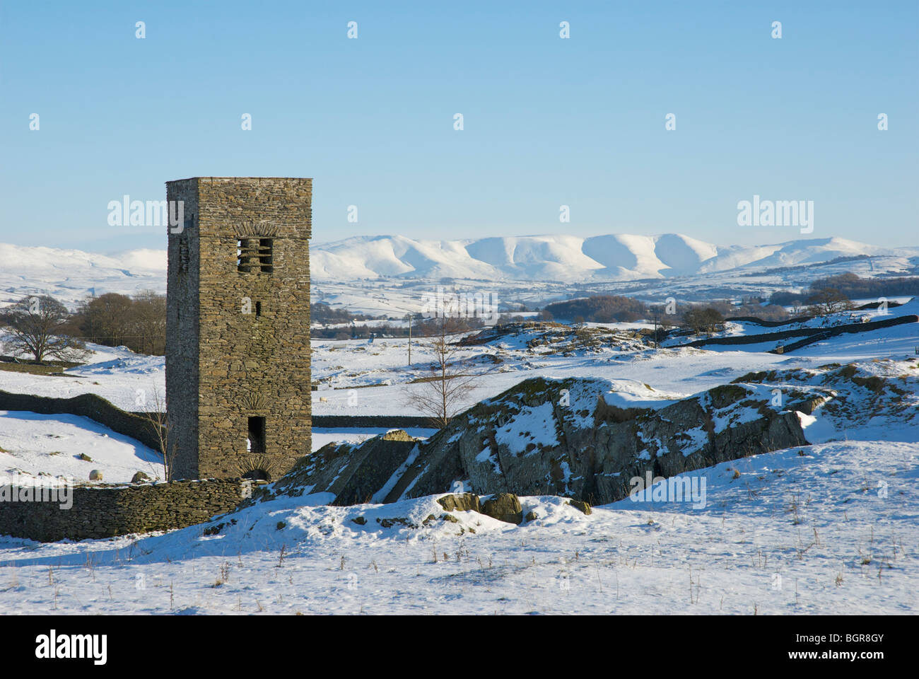 Tower of the old church, near the village of Crook, near Kendal ...