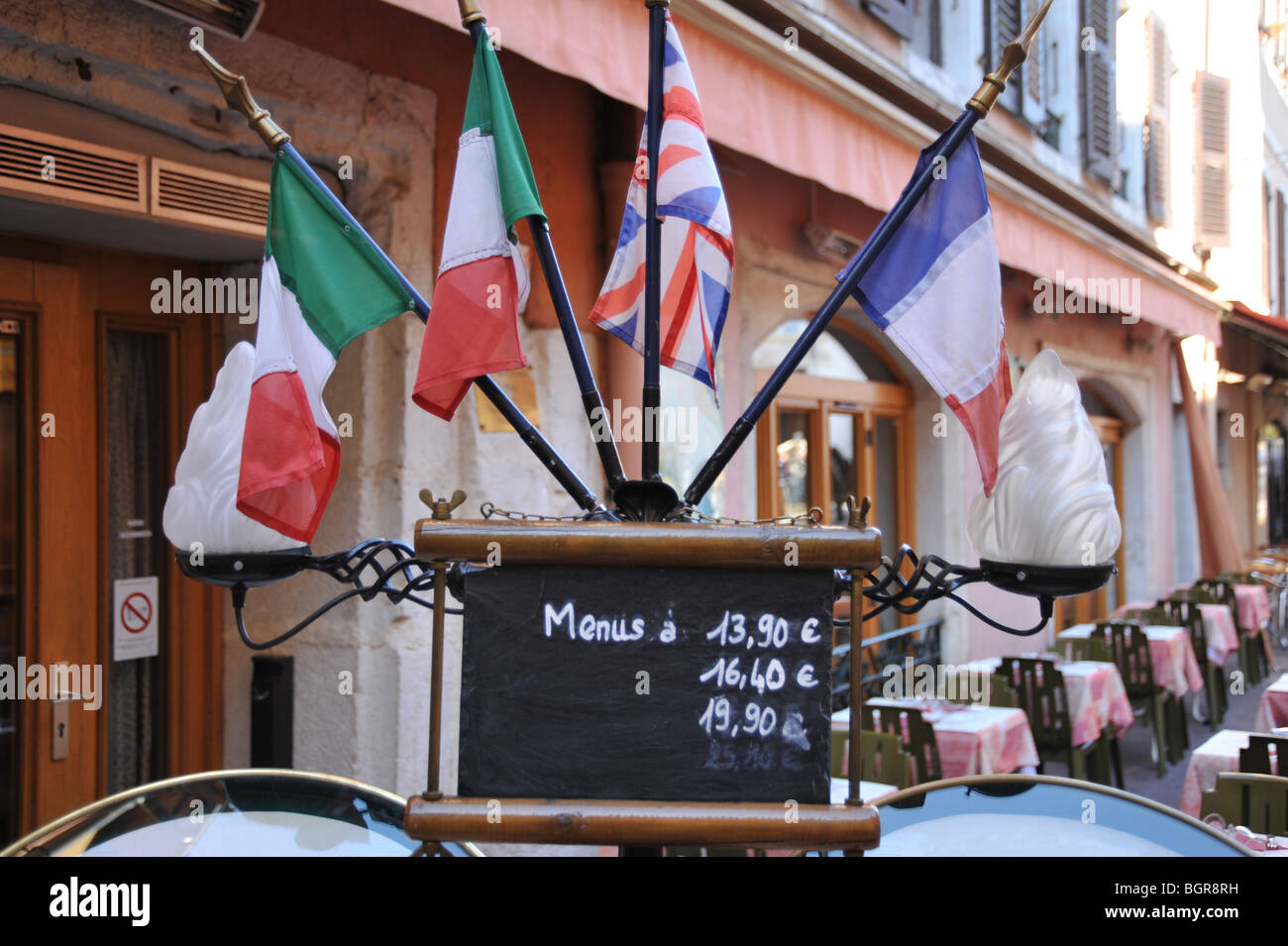 Restaurant menu chalk board showing the prices of their various menus