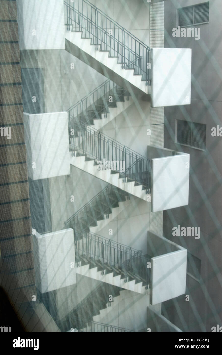 White stairs in a zigzag. Stock Photo