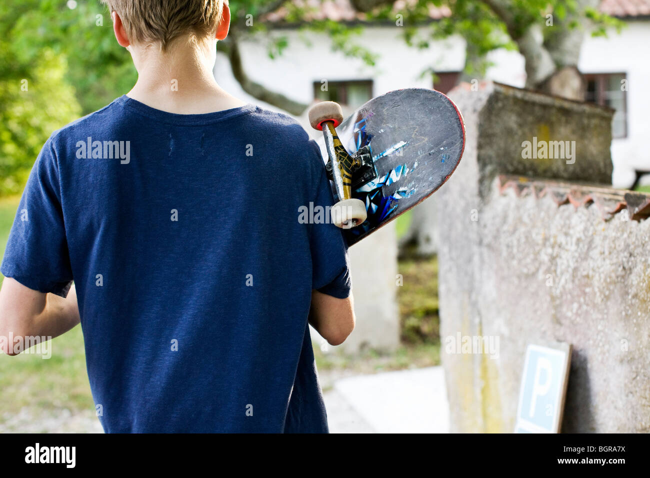 Boy with a skateboard, Sweden Stock Photo - Alamy