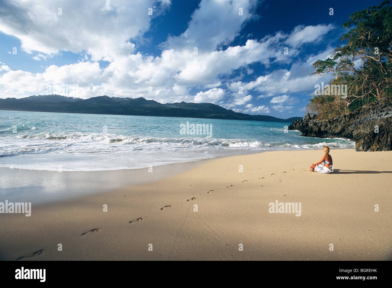 A woman on a beach, the Dominican Republic Stock Photo Alamy