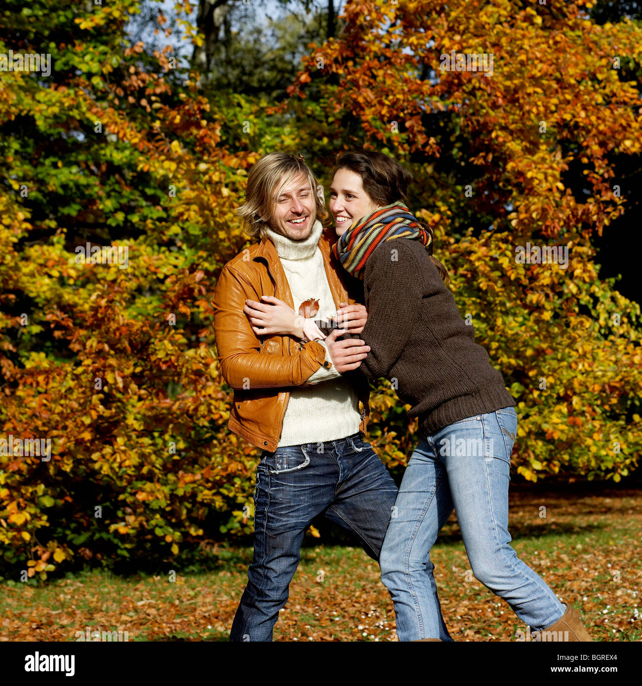 A young couple in love, Skane, Sweden. Stock Photo